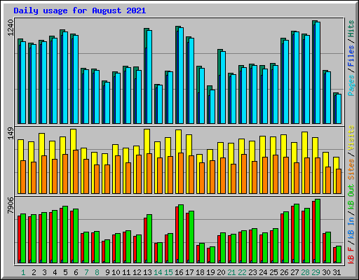 Daily usage for August 2021