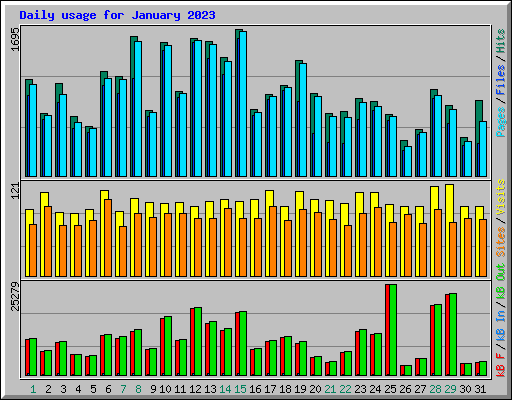 Daily usage for January 2023