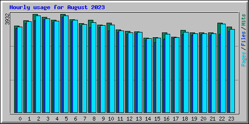 Hourly usage for August 2023