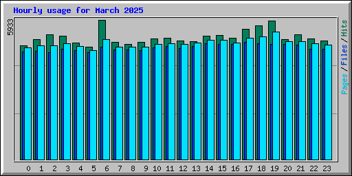Hourly usage for March 2025